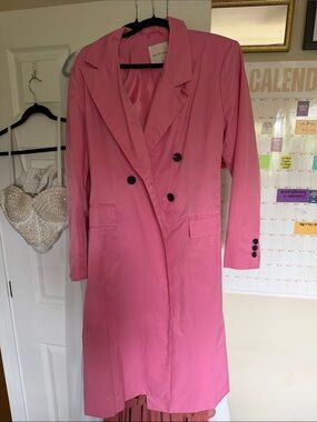 Avec Les Filles Pink Double-Breasted Trench Coat